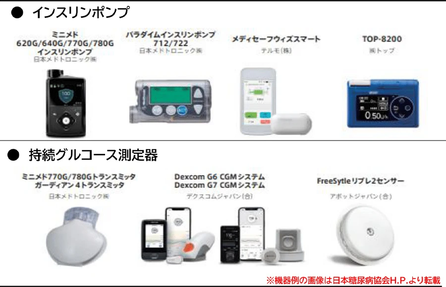 インスリンポンプ、持続グルコース測定器